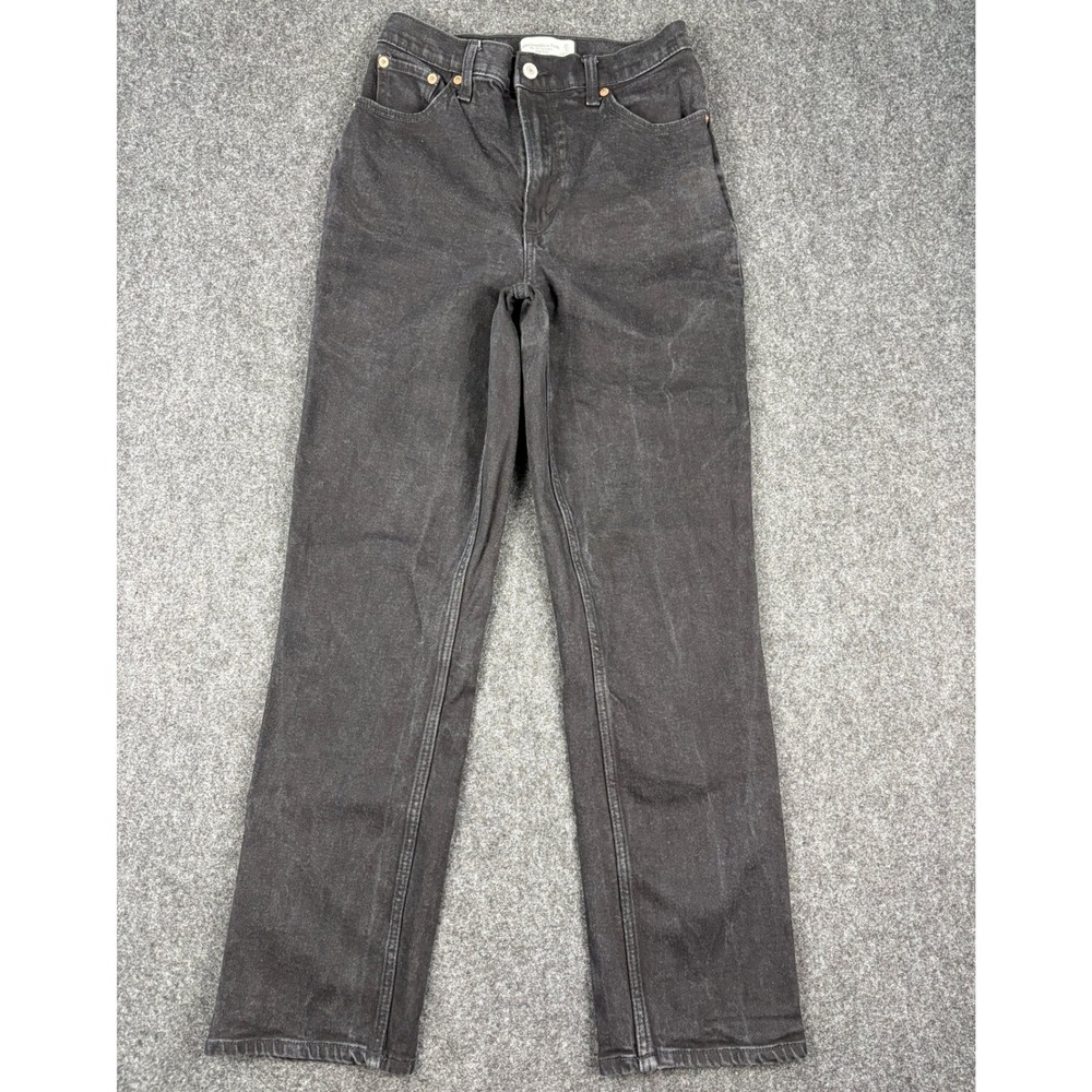 Abercrombie & Fitch Curve Love 90s Straight High Rise Black Jeans 27 4R 25x28